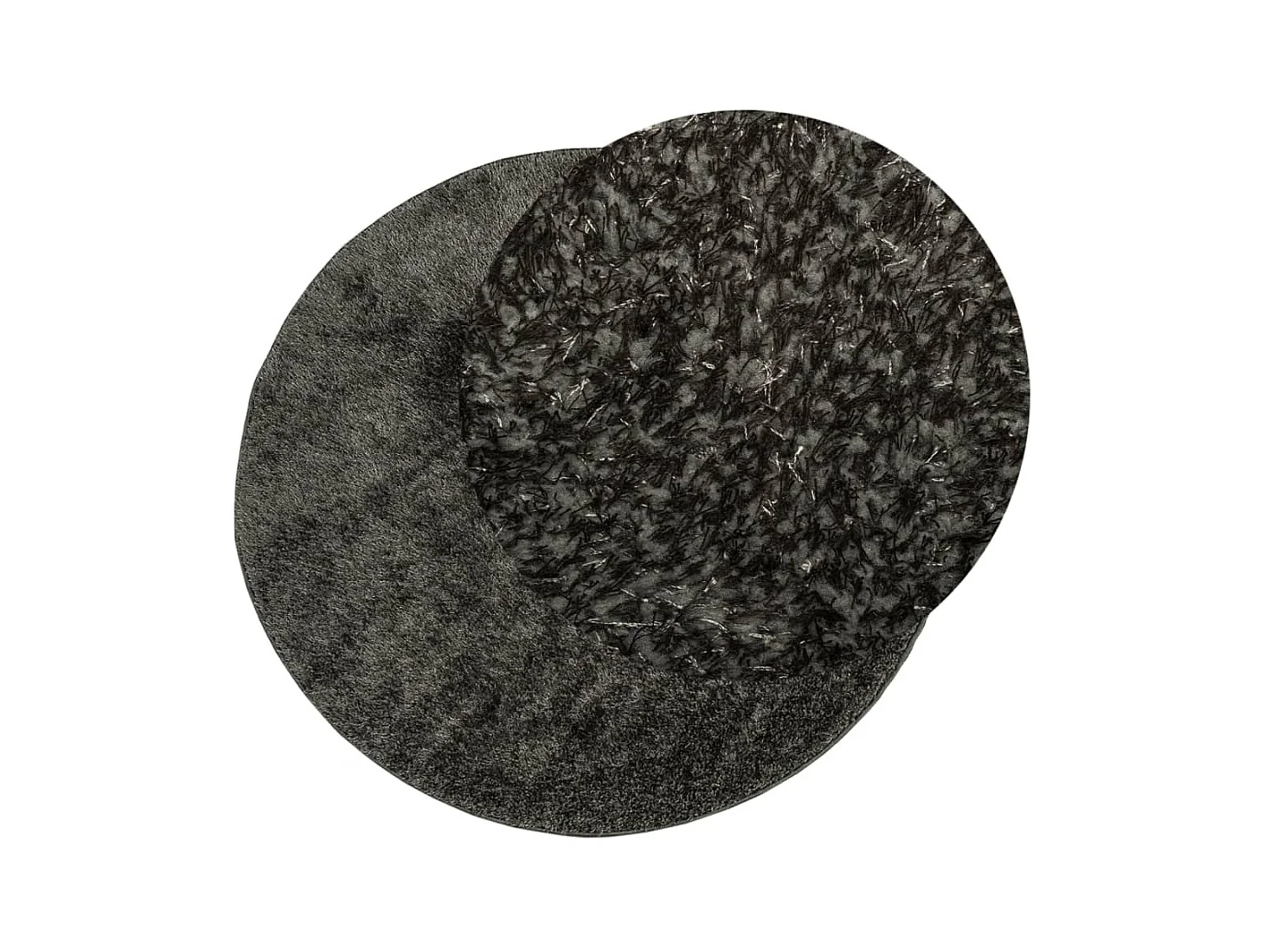 ISTAN vloerkleed met lange pool, glanzend antraciet finish, Ø 80 cm