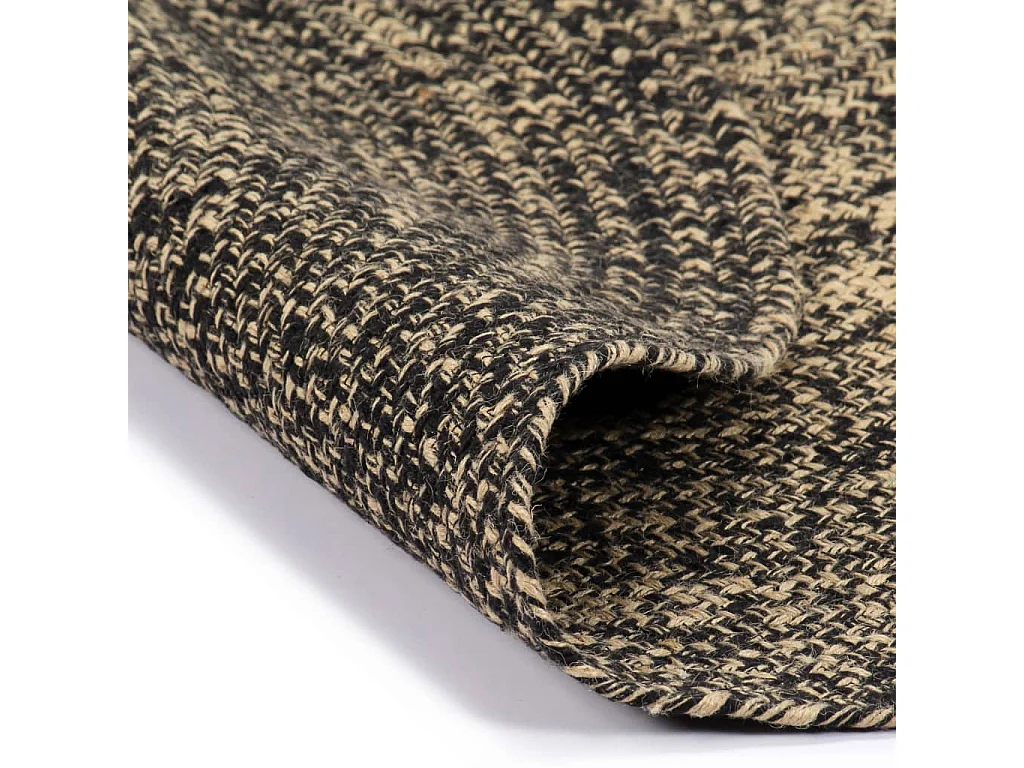Tapis fait à la main Jute Noir et naturel 120 cm