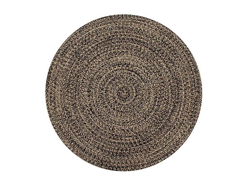 Tapis fait à la main Jute Noir et naturel 120 cm