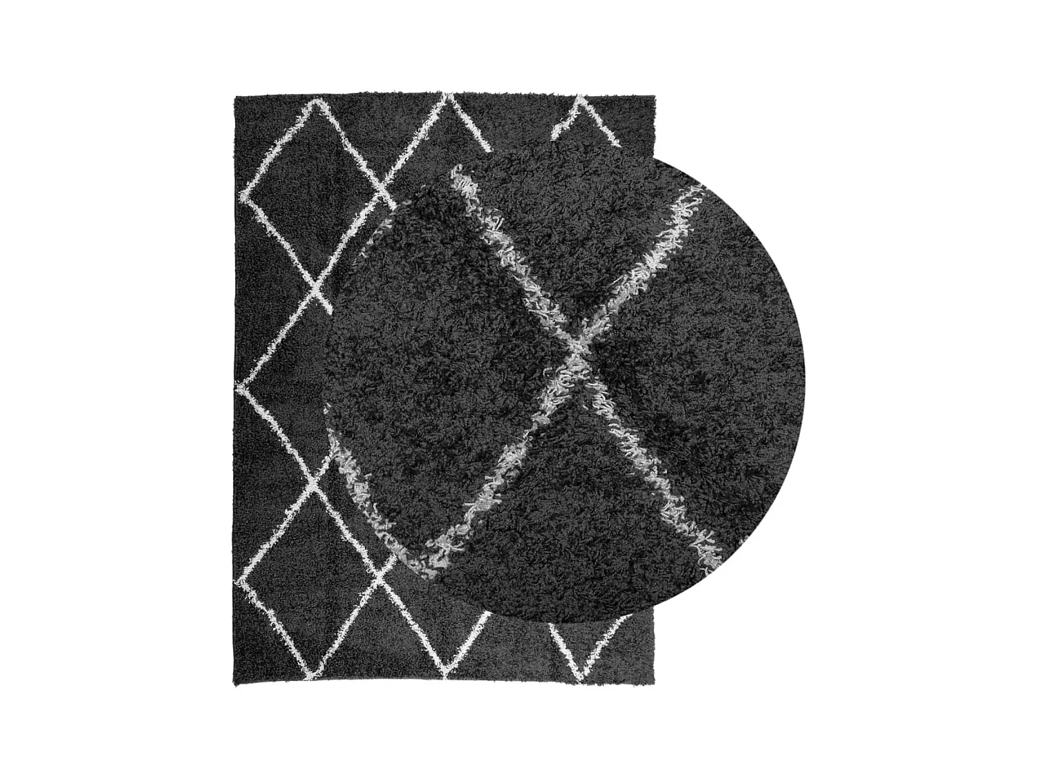 Alfombra moderna de pelo largo en color negro y crema de 200 x 280 cm