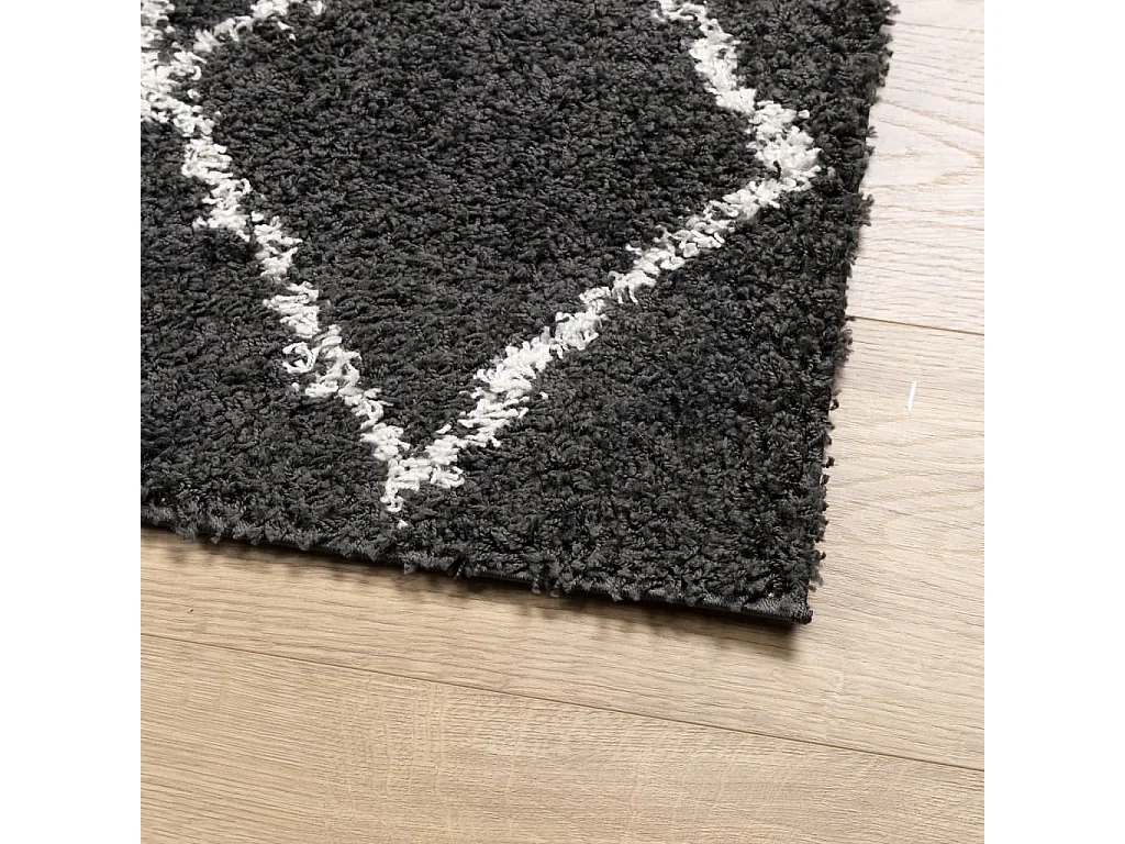 Tappeto moderno a pelo lungo nero e crema 200x280 cm