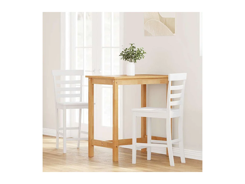 Sgabelli da bar 2 pezzi in legno massello di gomma bianco