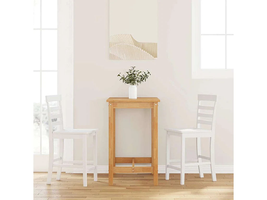Tabourets de bar 2 pcs blanc bois massif d'hévéa