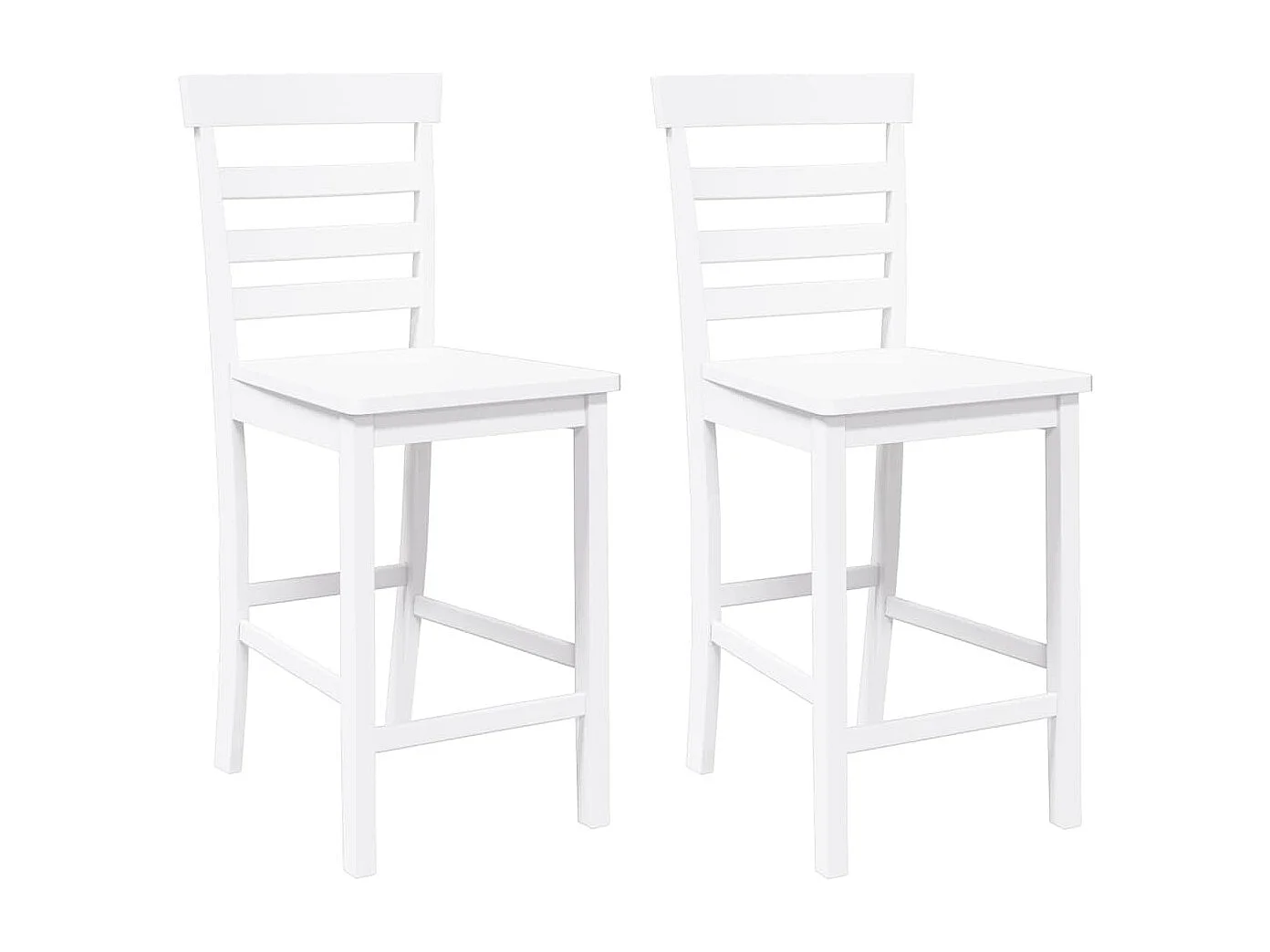 Tabourets de bar 2 pcs blanc bois massif d'hévéa