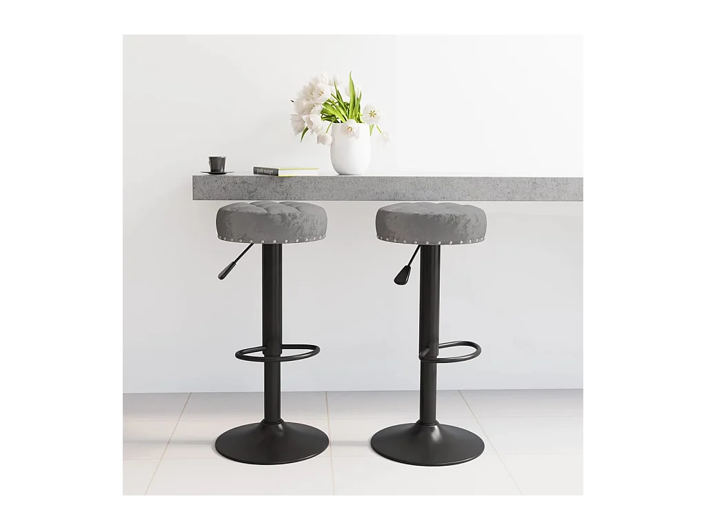 Tabourets de bar lot de 2 gris foncé velours