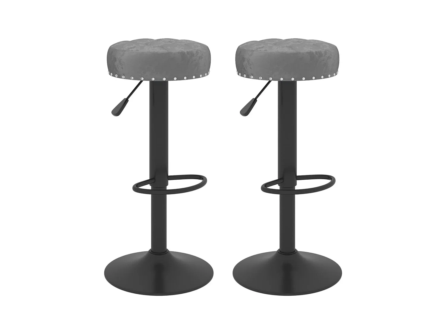 Tabourets de bar lot de 2 gris foncé velours