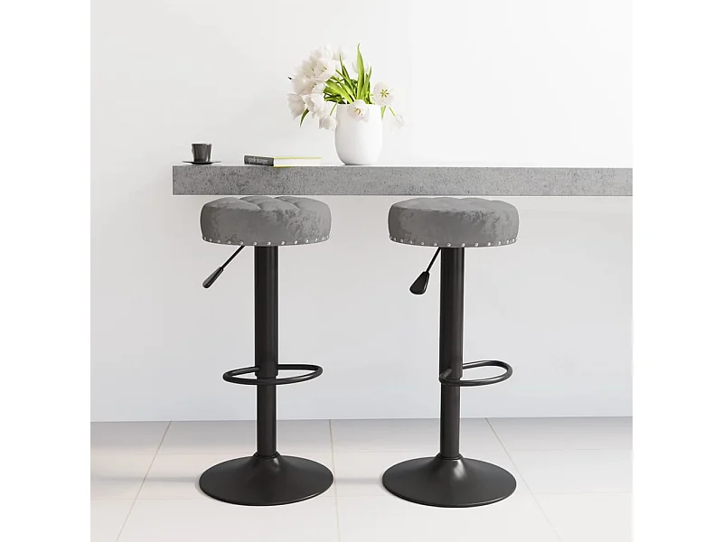 Tabourets de bar lot de 2 gris foncé velours