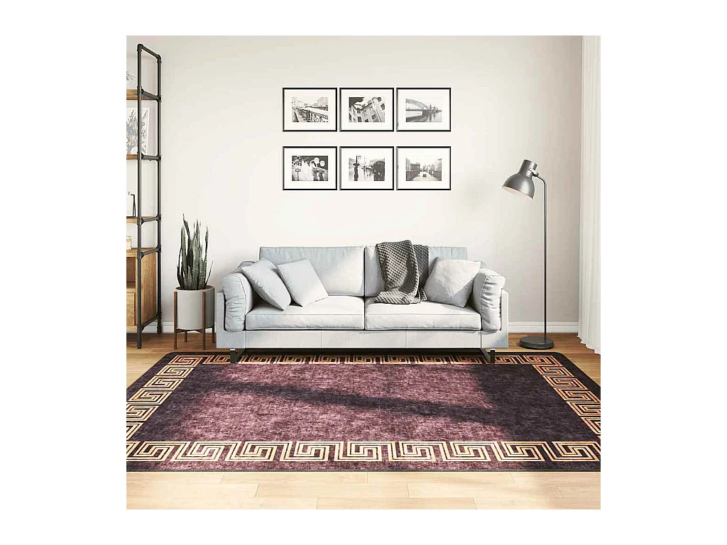 Tapis lavable antidérapant 160x230 cm noir et doré