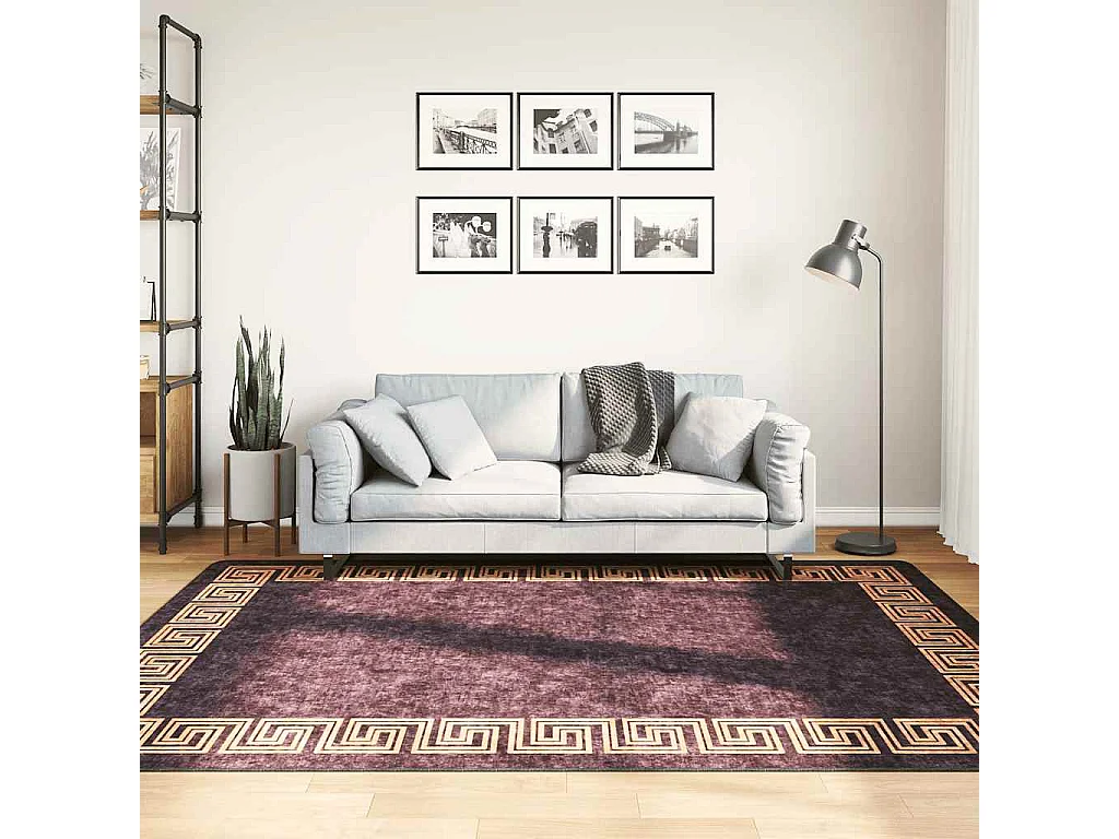 Tapis lavable antidérapant 160x230 cm noir et doré