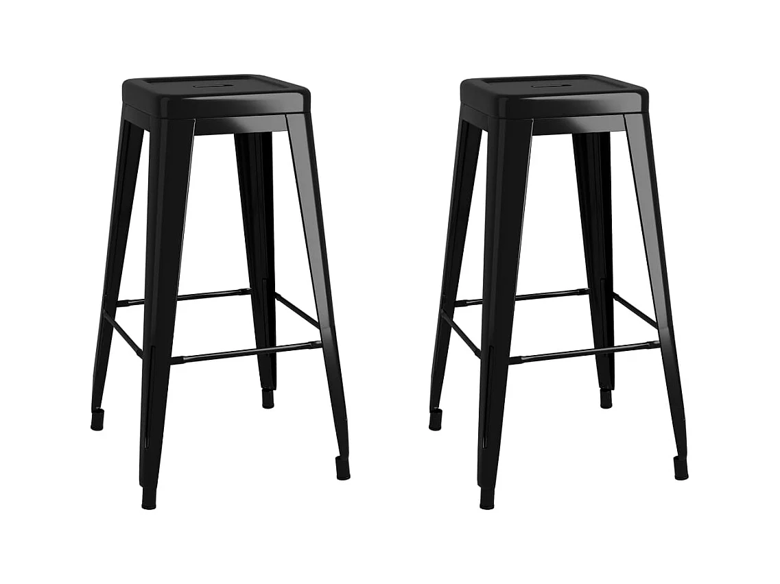 Set di 2 sgabelli da bar impilabili in metallo nero