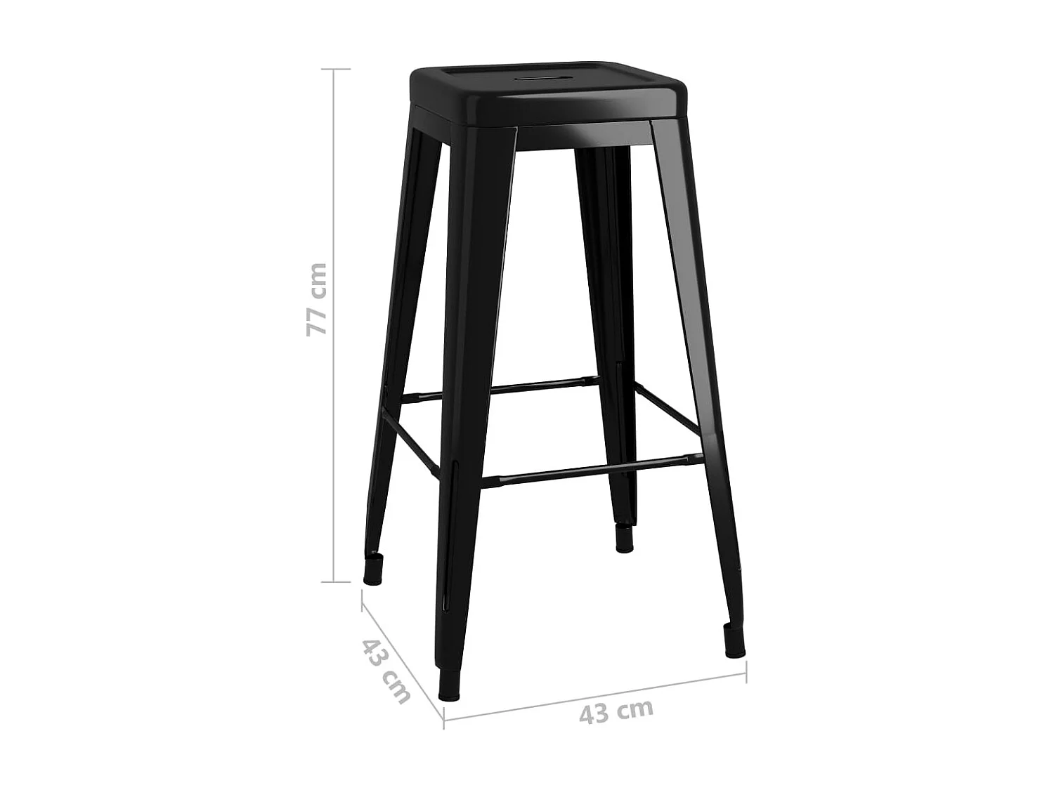 Set di 2 sgabelli da bar impilabili in metallo nero