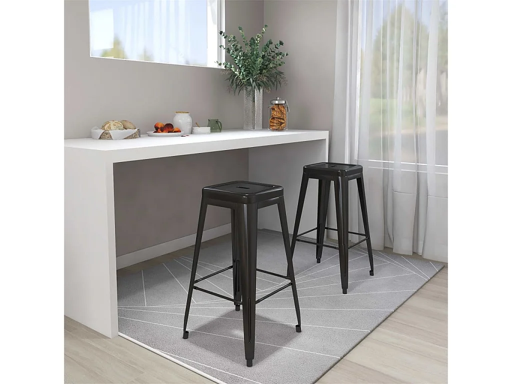 Tabourets de bar empilables lot de 2 noir métal