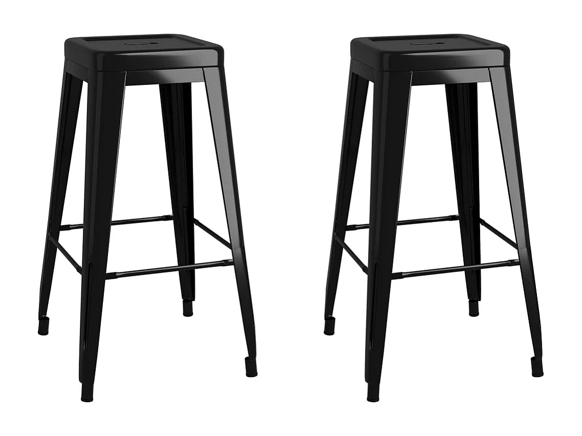 Tabourets de bar empilables lot de 2 noir métal