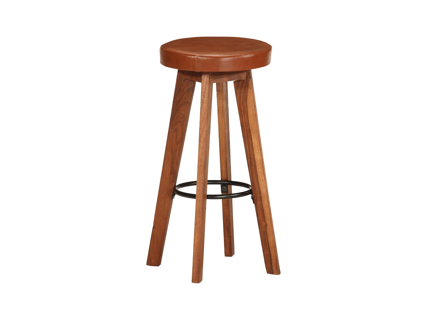 Set di 2 sedie da bar in vera pelle e legno massello di acacia