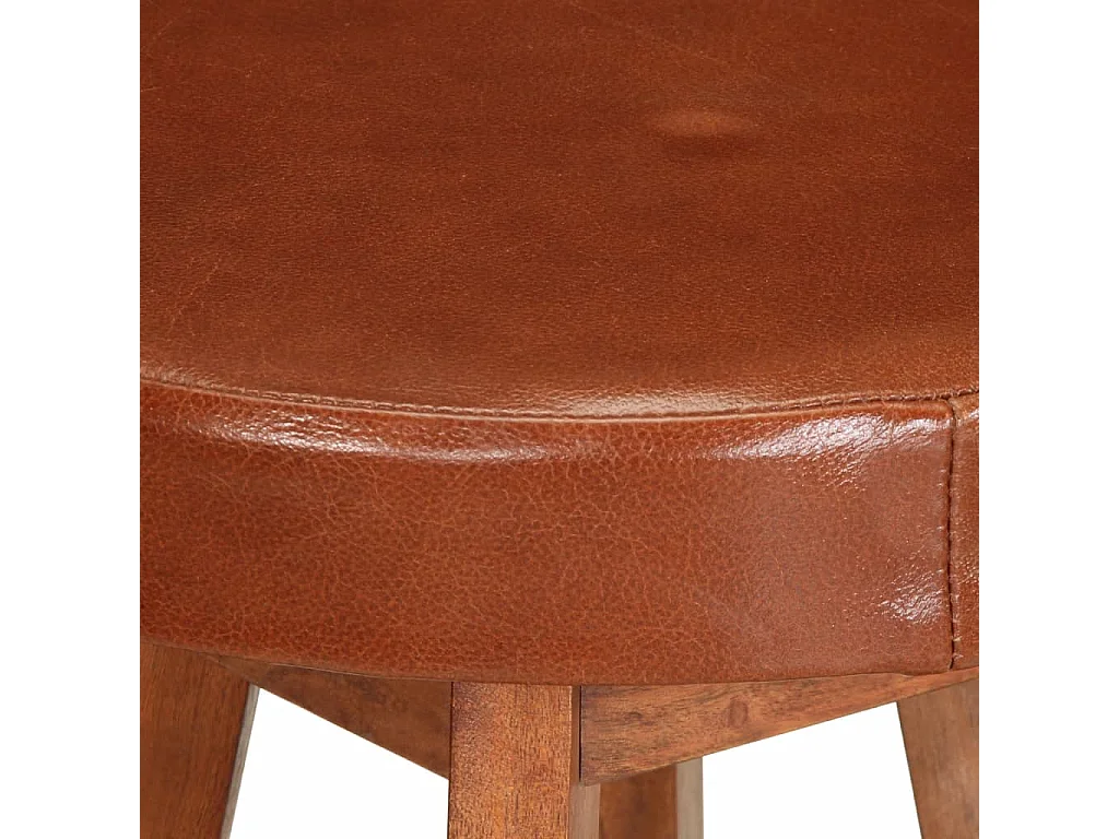 Chaises de bar lot de 2 cuir véritable et bois d'acacia solide