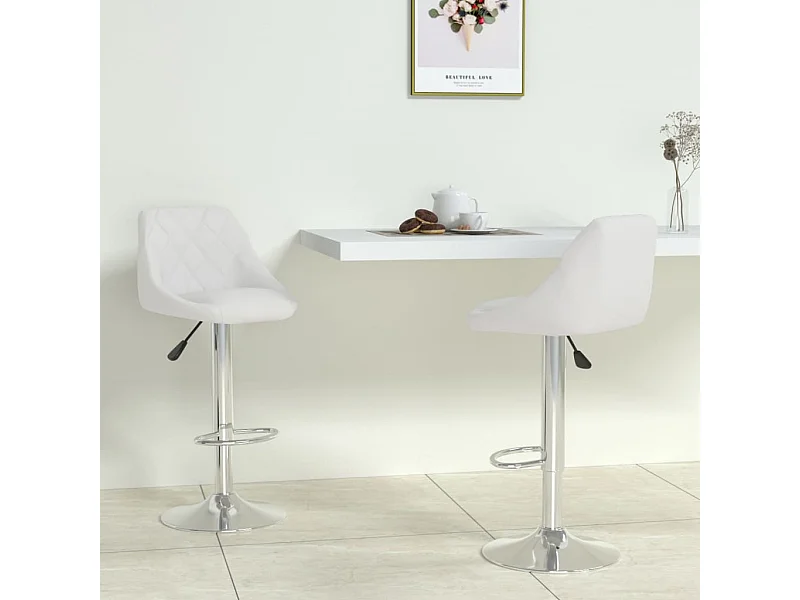Tabourets de bar lot de 2 blanc similicuir