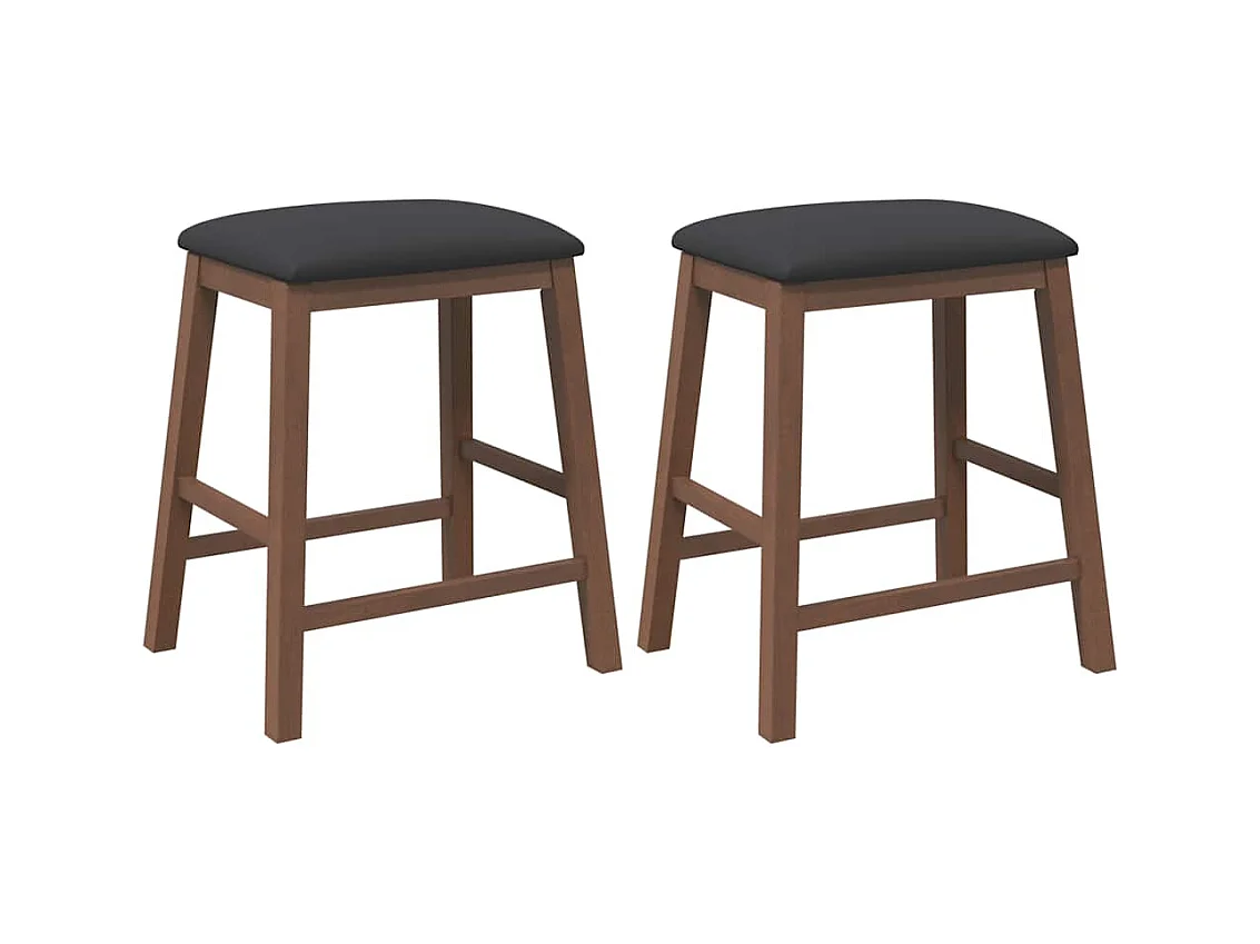 Barstühle mit Kissen 2 Stück braunes massives Gummibaumholz