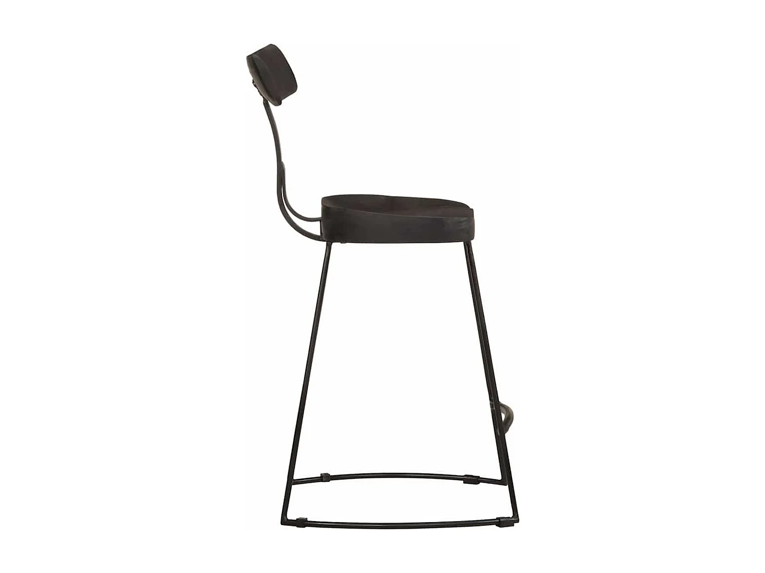 Tabourets de bar lot de 2 noir 49x43x79 cm bois manguier massif