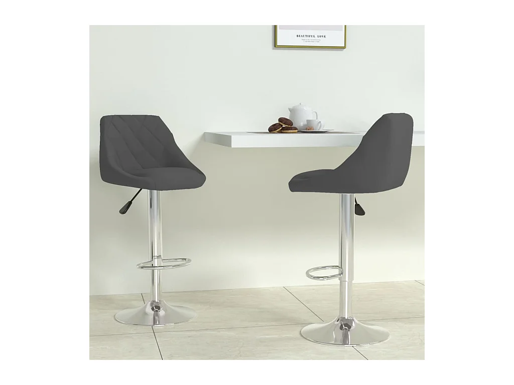 Tabourets de bar lot de 2 gris foncé velours