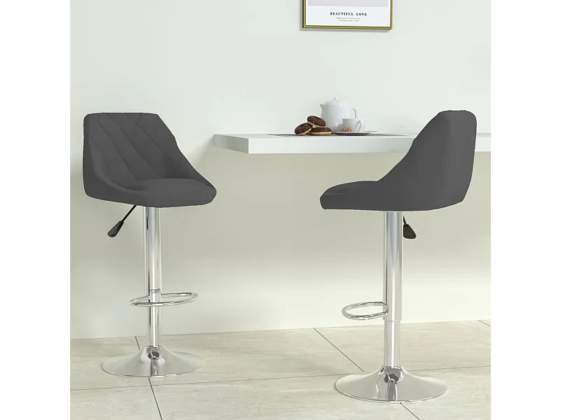 Tabourets de bar lot de 2 gris foncé velours