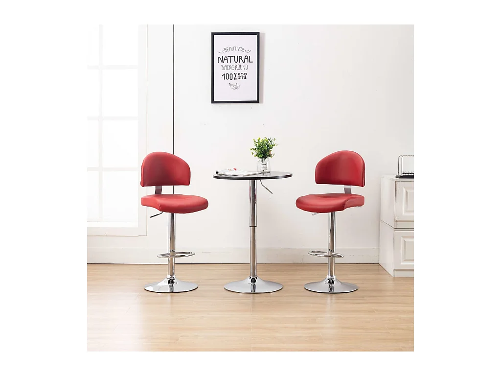 Tabourets de bar lot de 2 rouge bordeaux similicuir