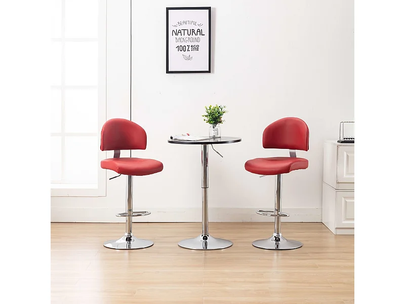 Tabourets de bar lot de 2 rouge bordeaux similicuir