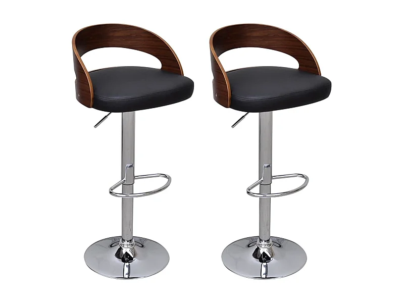 Set van 2 gebogen houten barkrukken