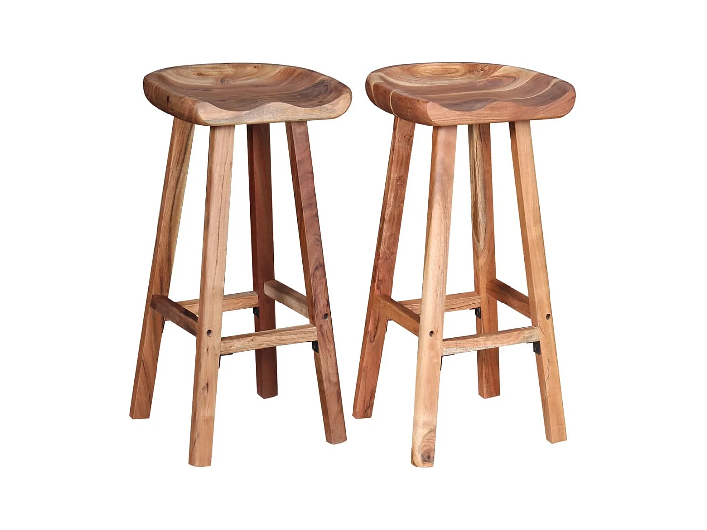 Set di 2 sgabelli da bar in legno massello di acacia