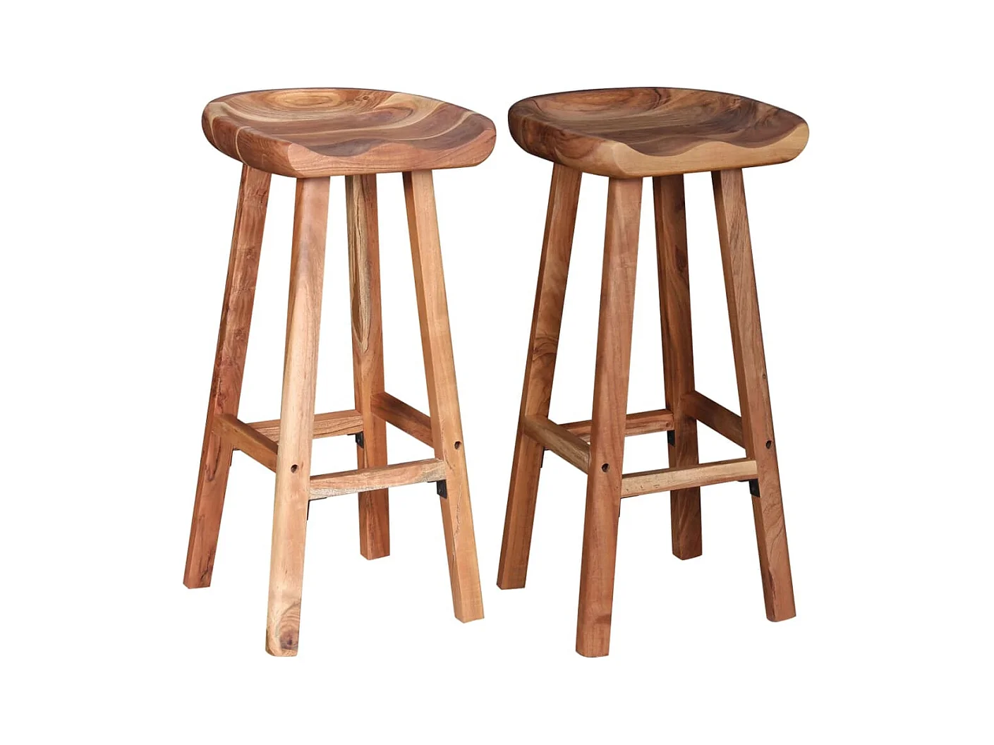 Set di 2 sgabelli da bar in legno massello di acacia