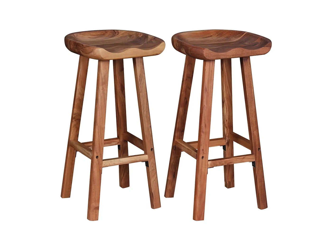 Set di 2 sgabelli da bar in legno massello di acacia