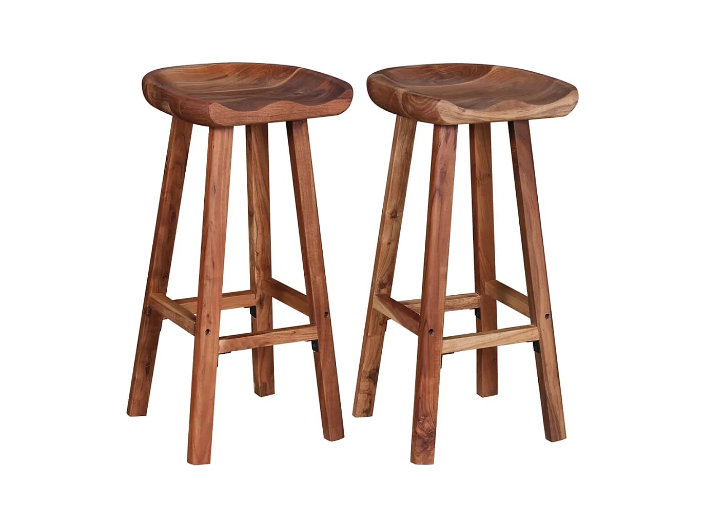Set di 2 sgabelli da bar in legno massello di acacia