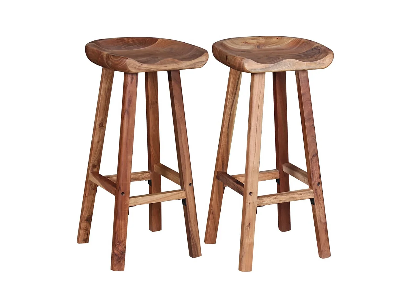 Set di 2 sgabelli da bar in legno massello di acacia