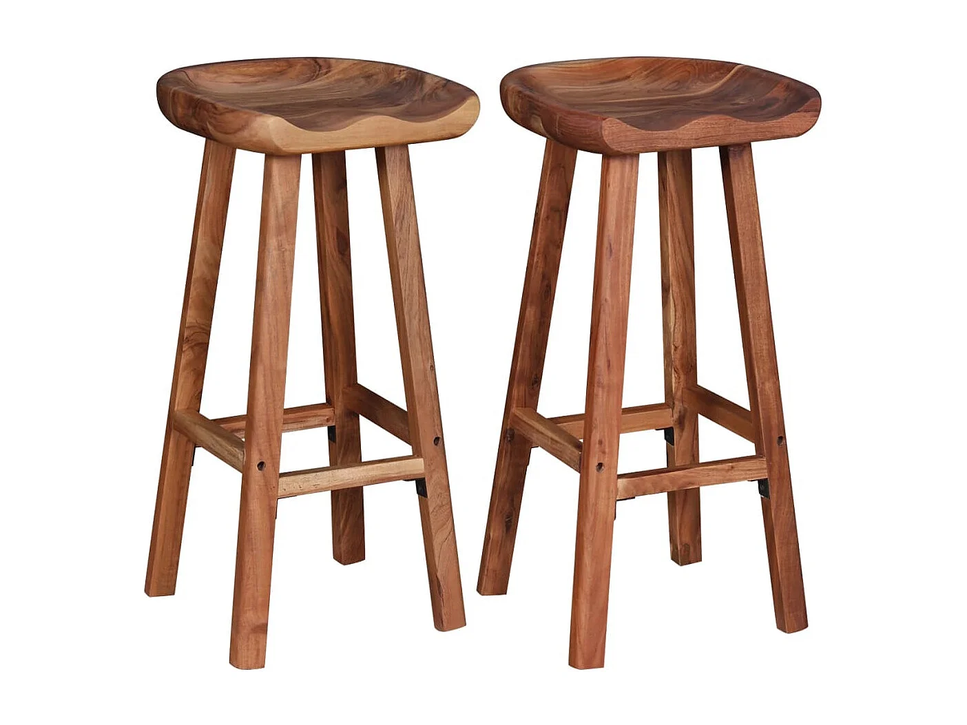 Tabourets de bar lot de 2 bois d'acacia massif