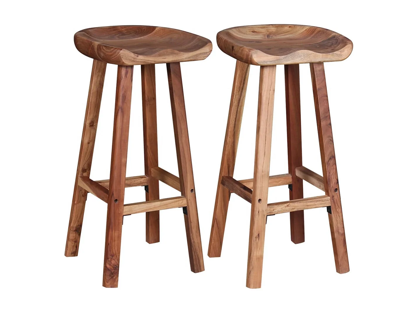 Tabourets de bar lot de 2 bois d'acacia massif