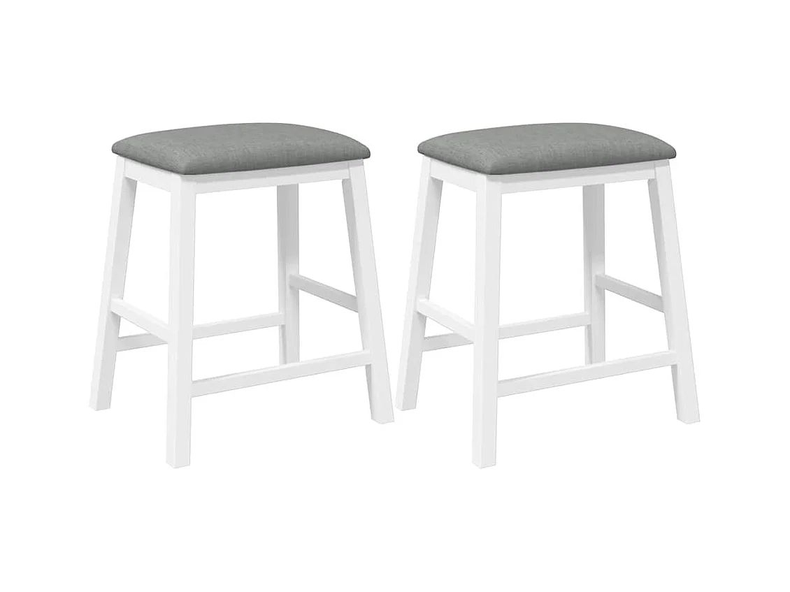 Chaises de bar avec coussins 2 pcs blanc bois massif d'hévéa