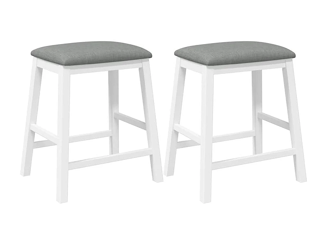 Chaises de bar avec coussins 2 pcs blanc bois massif d'hévéa
