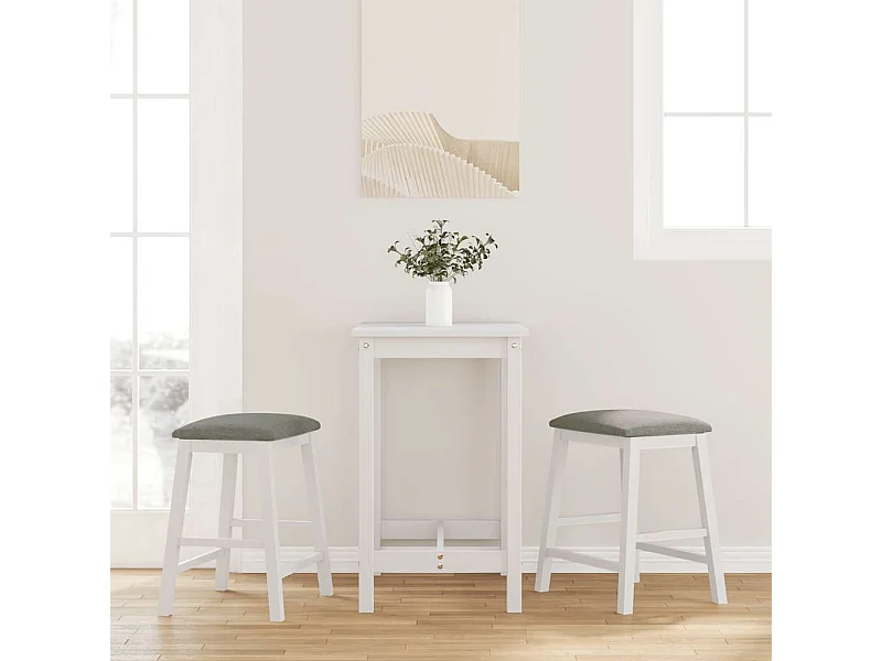 Chaises de bar avec coussins 2 pcs blanc bois massif d'hévéa