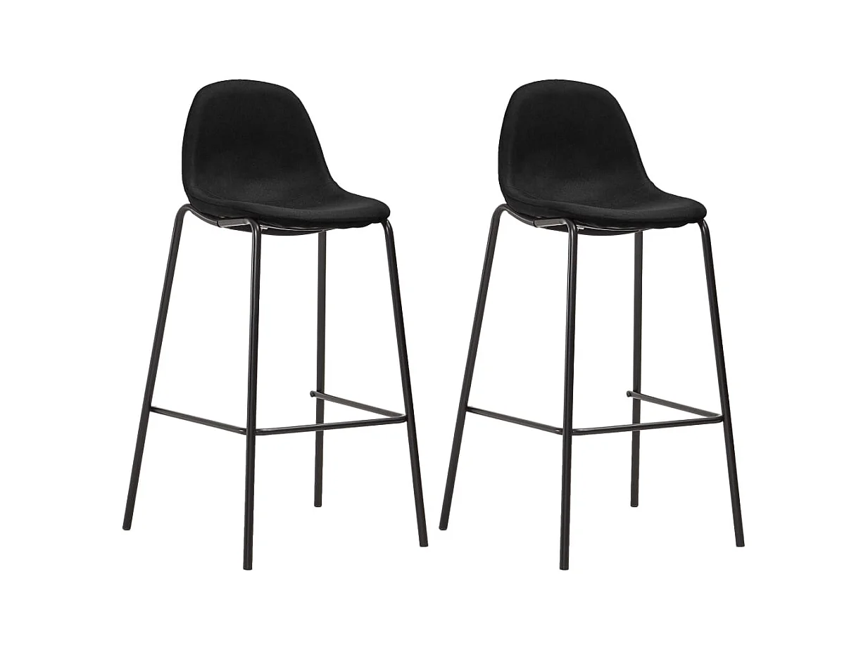 Chaises de bar lot de 2 noir tissu