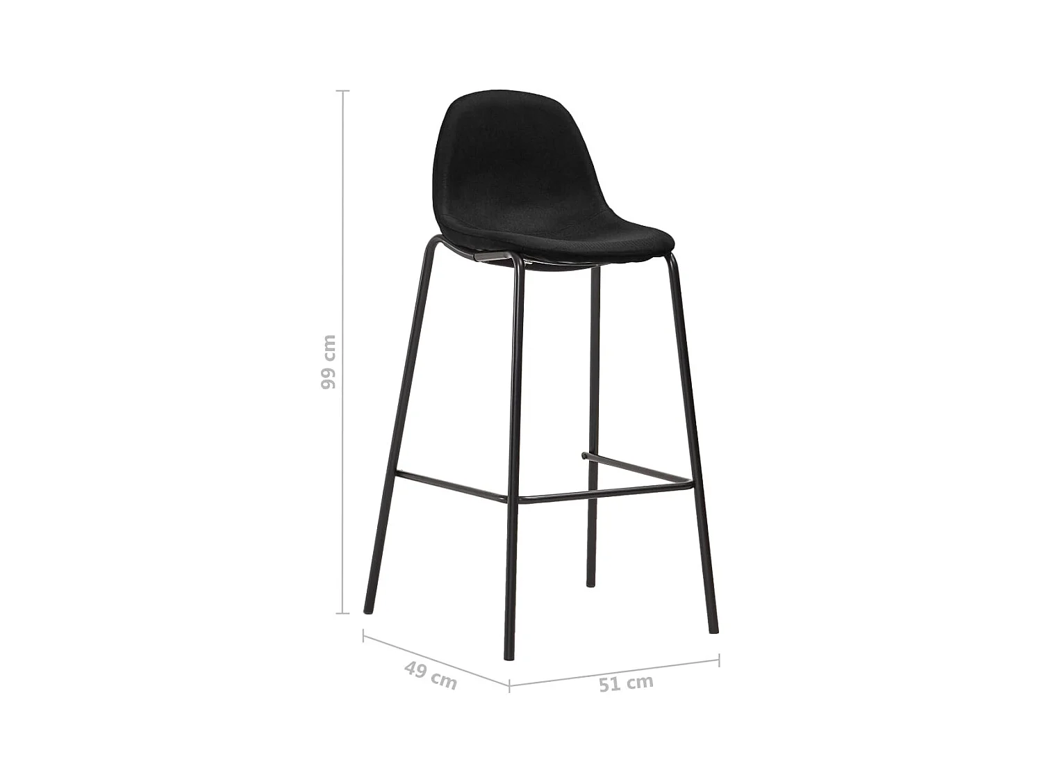 Chaises de bar lot de 2 noir tissu