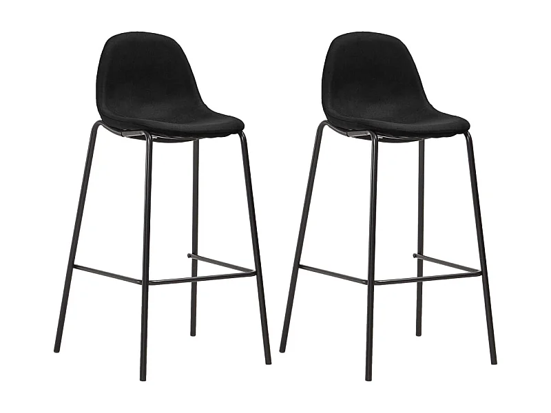 Chaises de bar lot de 2 noir tissu