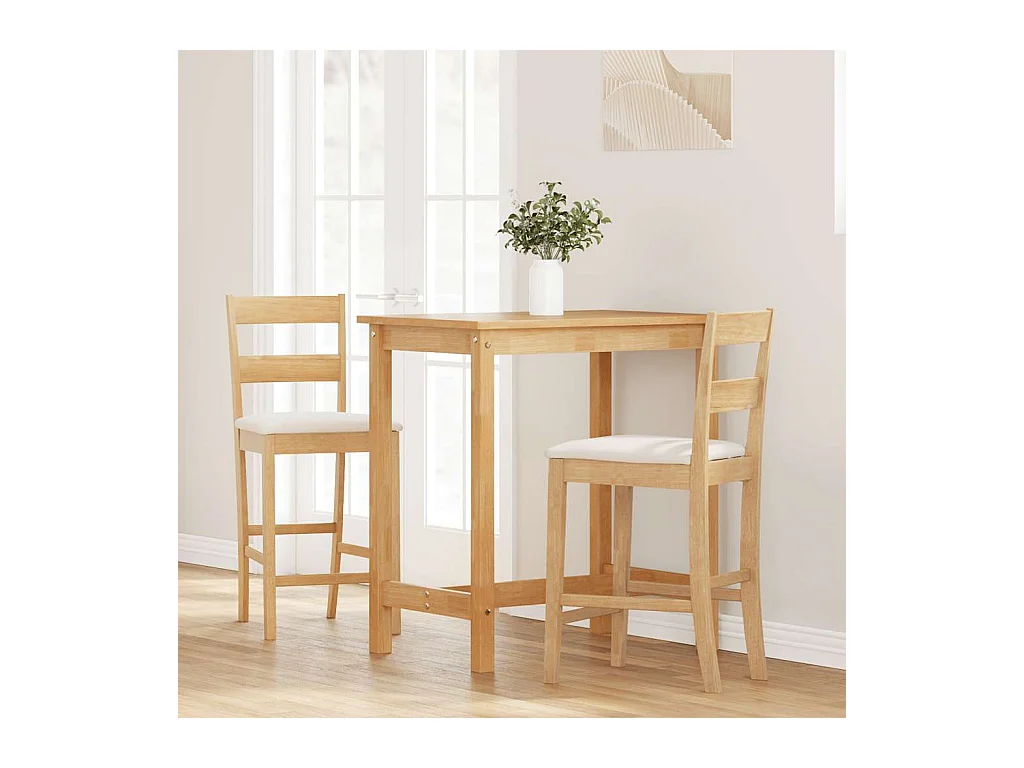 Sgabelli da bar con cuscini 2 pezzi in legno massello di gomma naturale