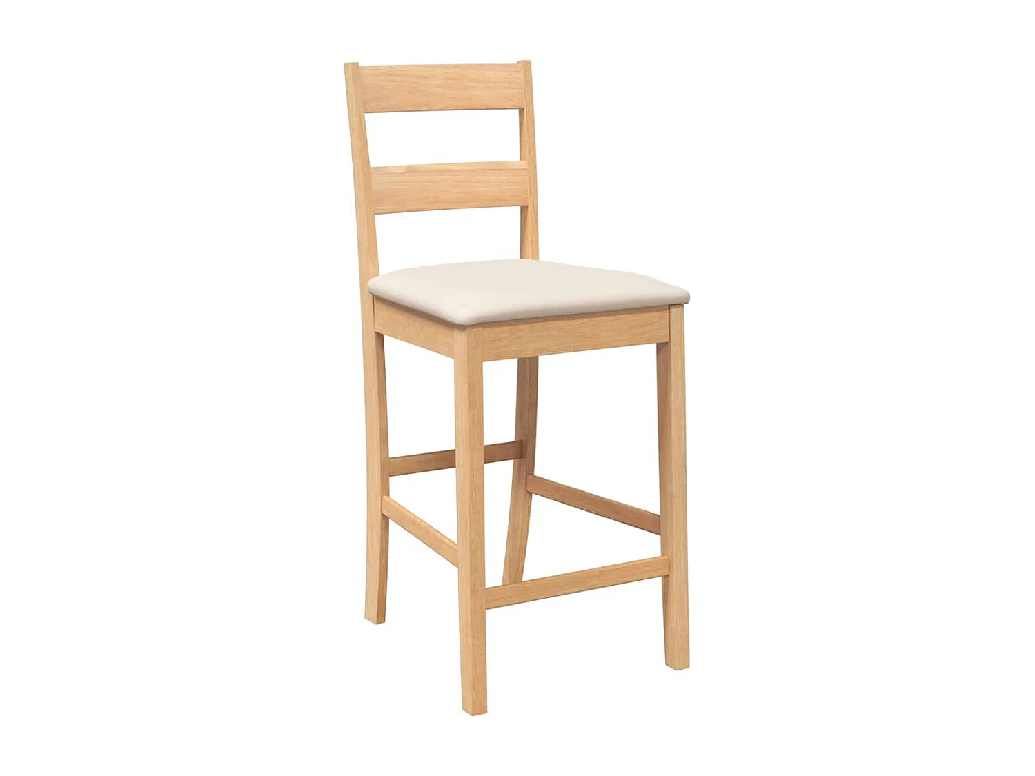 Tabourets de bar avec coussins 2pcs naturel bois massif d'hévéa