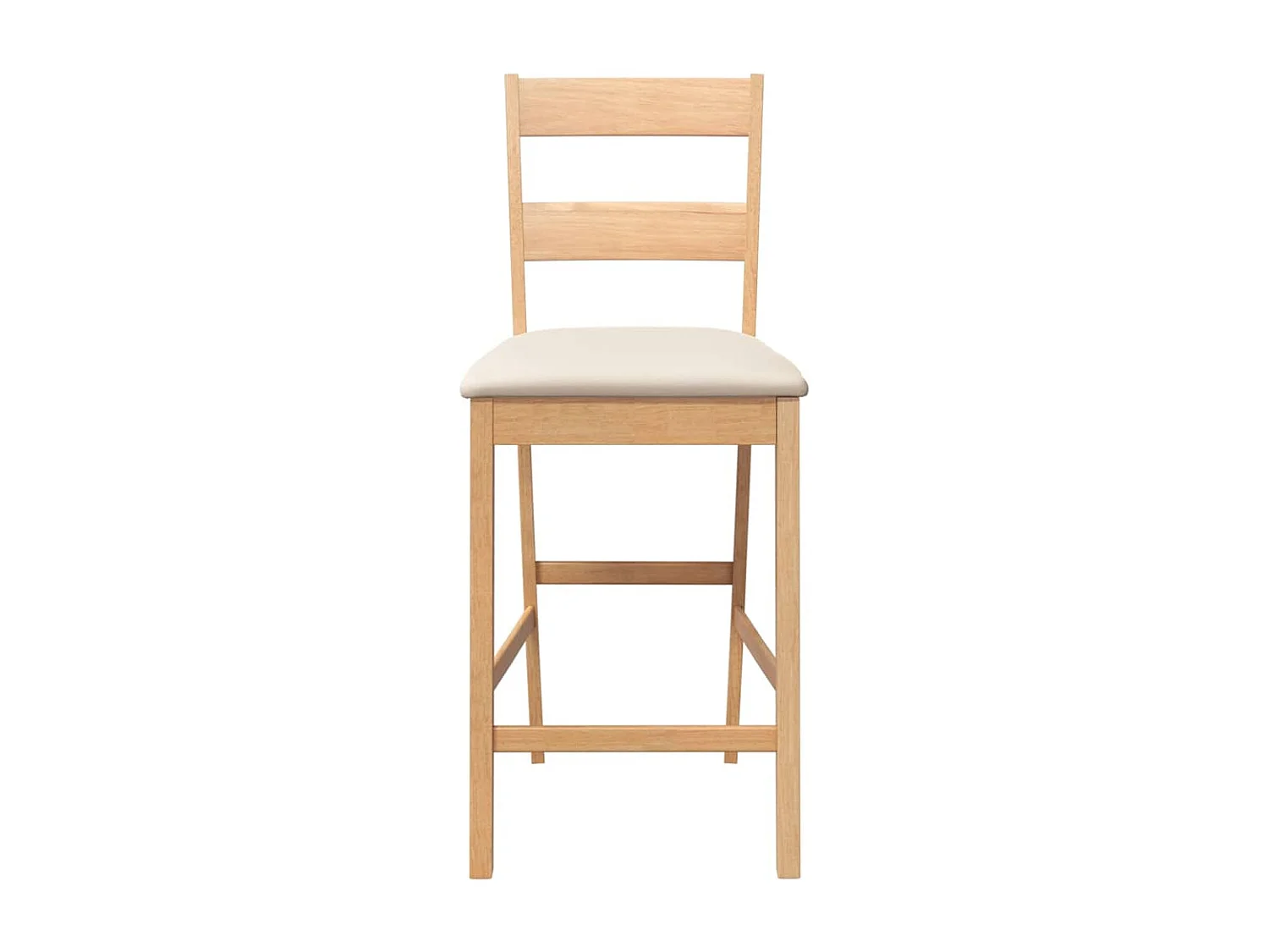 Tabourets de bar avec coussins 2pcs naturel bois massif d'hévéa