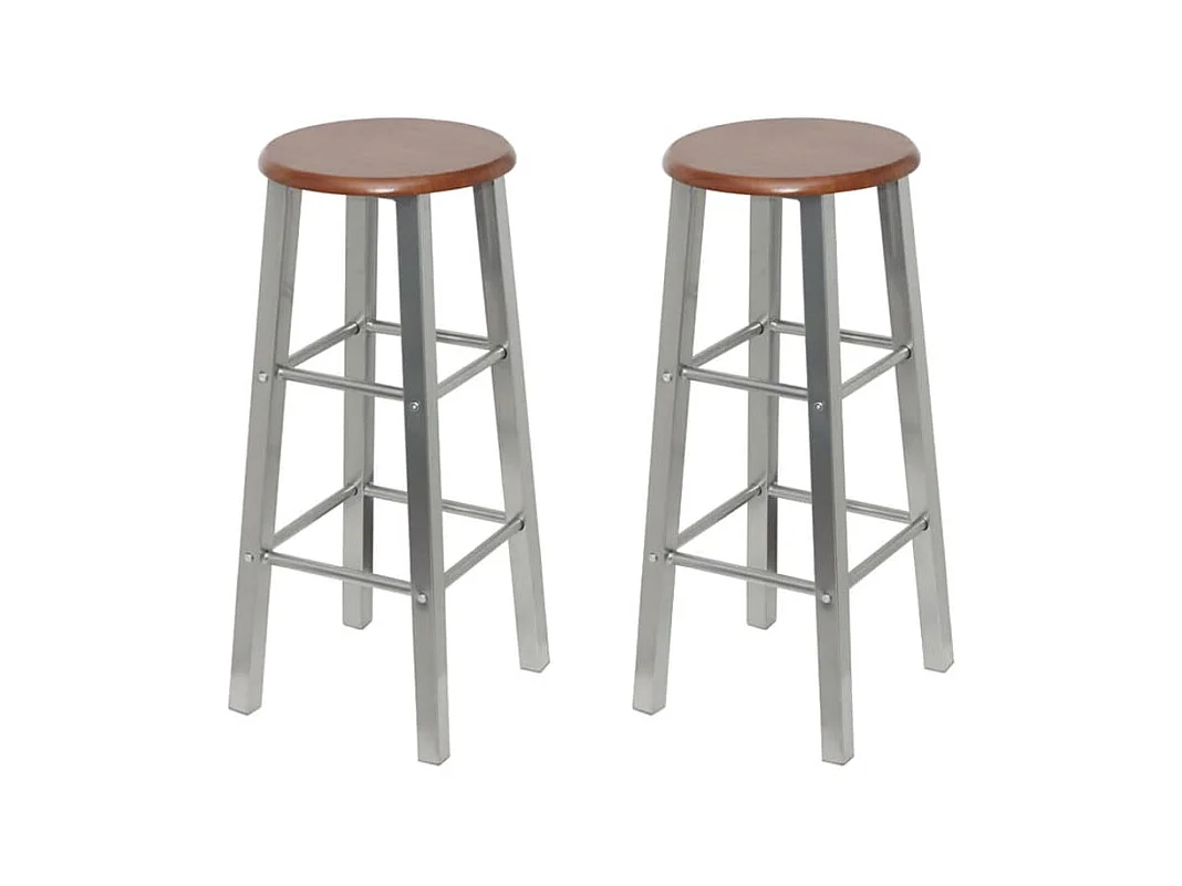 Tabouret de bar lot de 2 métal avec siège en MDF