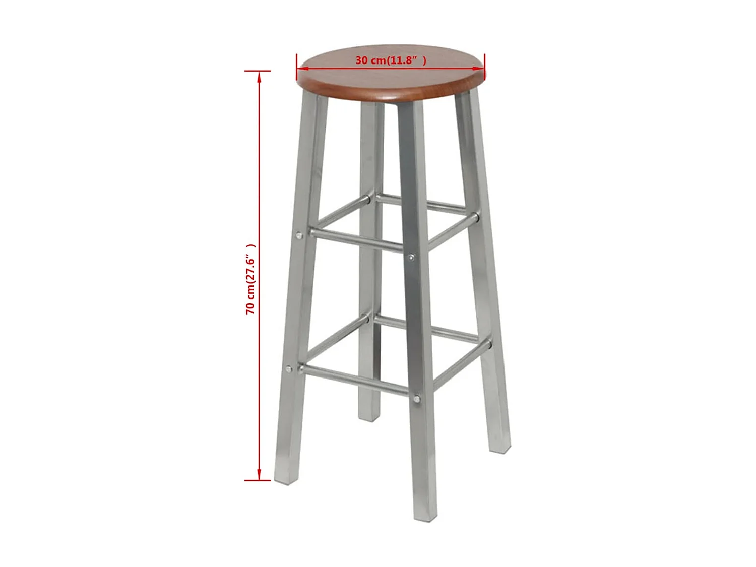 Tabouret de bar lot de 2 métal avec siège en MDF
