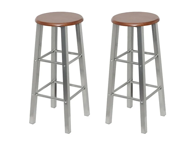 Tabouret de bar lot de 2 métal avec siège en MDF