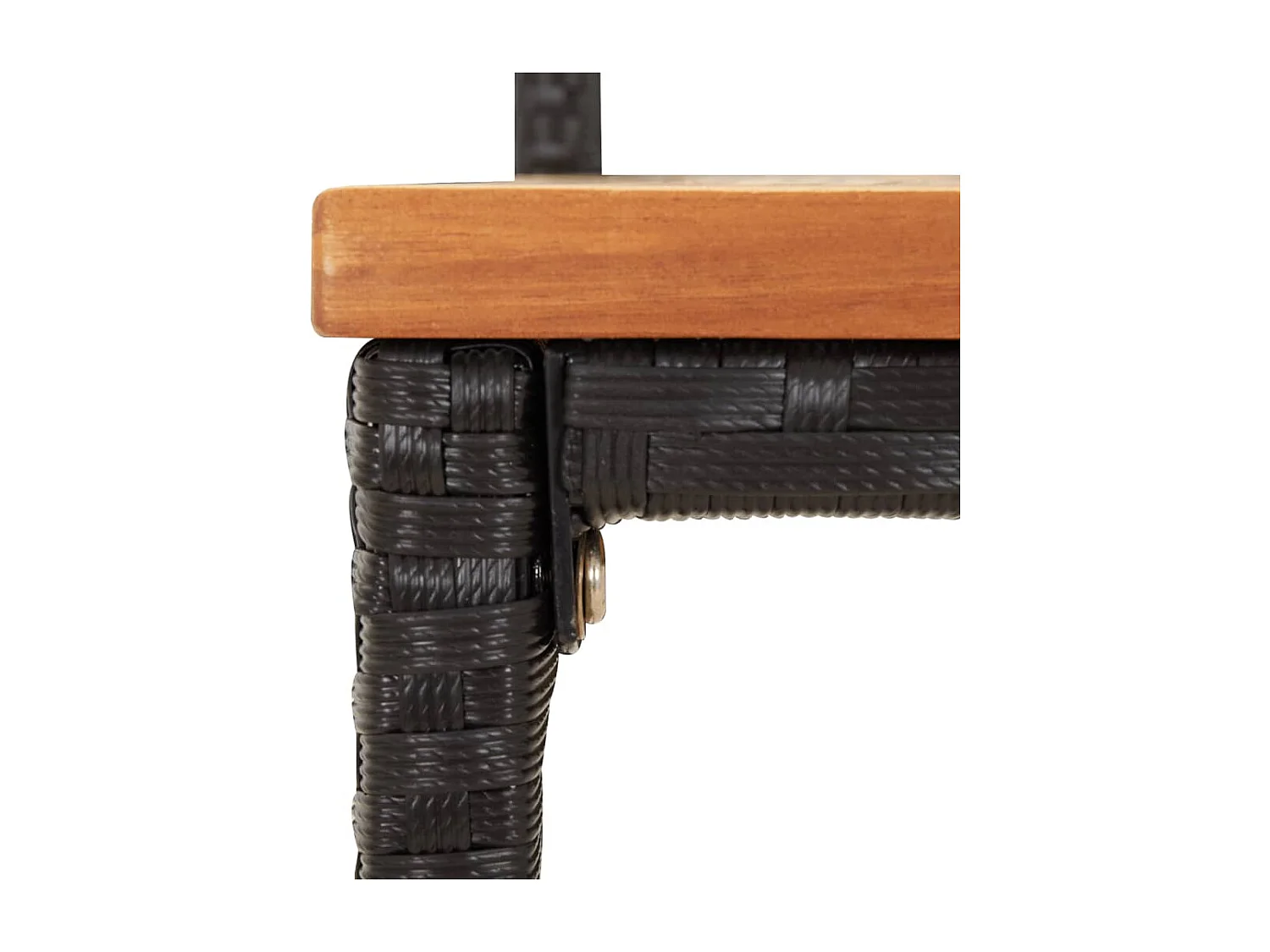 Tabourets de bar lot de 4 noir résine tressée et bois d'acacia