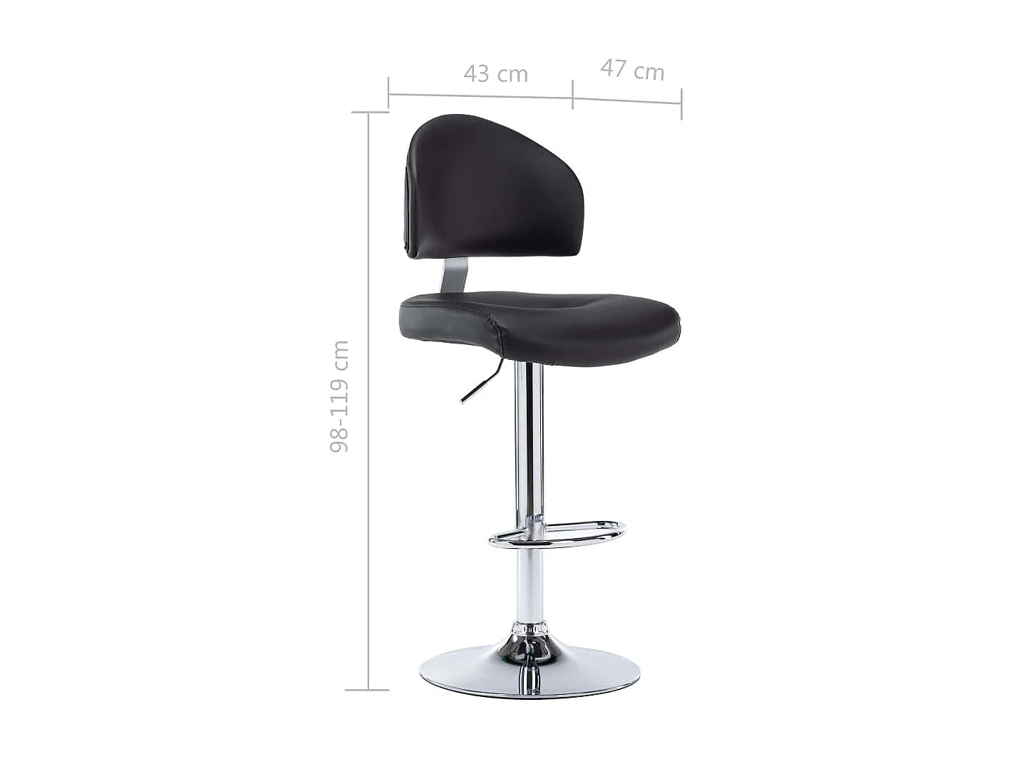 Tabourets de bar lot de 2 noir similicuir