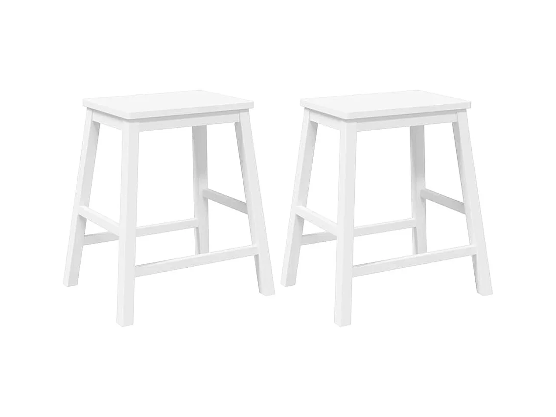 Barstühle 2 Stück weiß massives Gummibaumholz