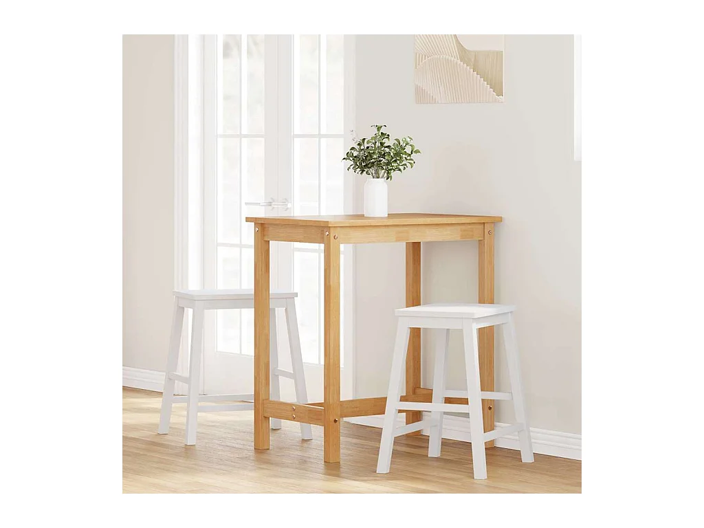 Barstühle 2 Stück weiß massives Gummibaumholz